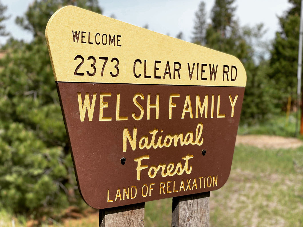 Custom Cabin National Forest Sign